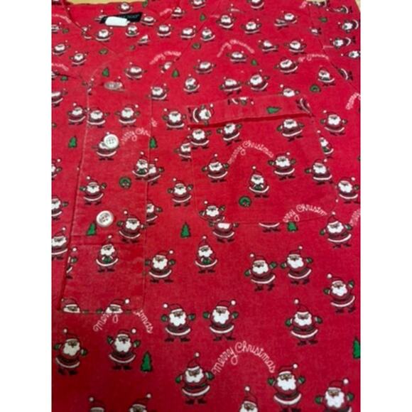 "Botany 500" Red Flannel Christmas Night Shirt VTG SZ S/M  Santa & Wreaths Mom - Picture 12 of 12
